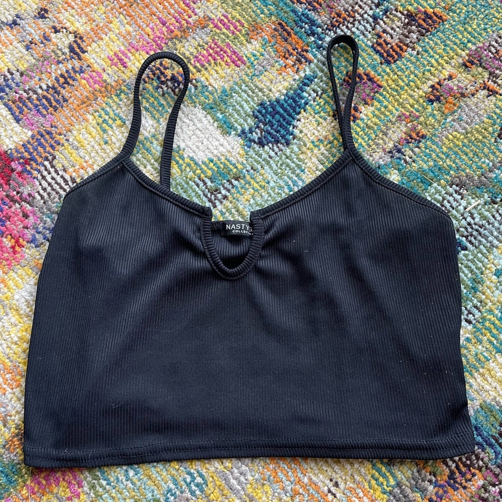 Nasty Gal Black Ribbed Top